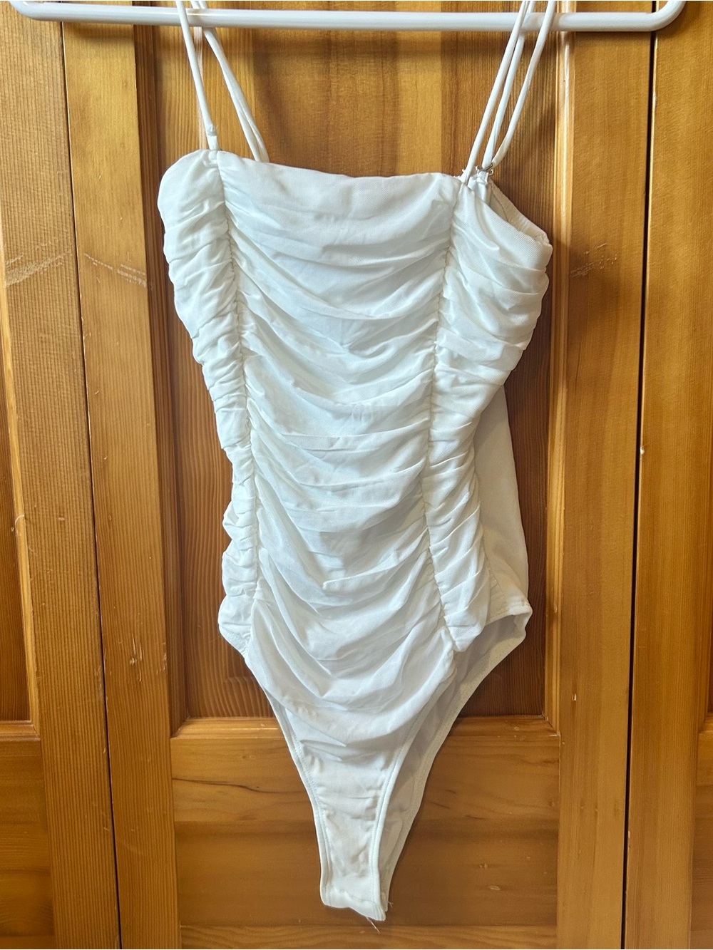 Princess Polly White Ruched Strap Bodysuit